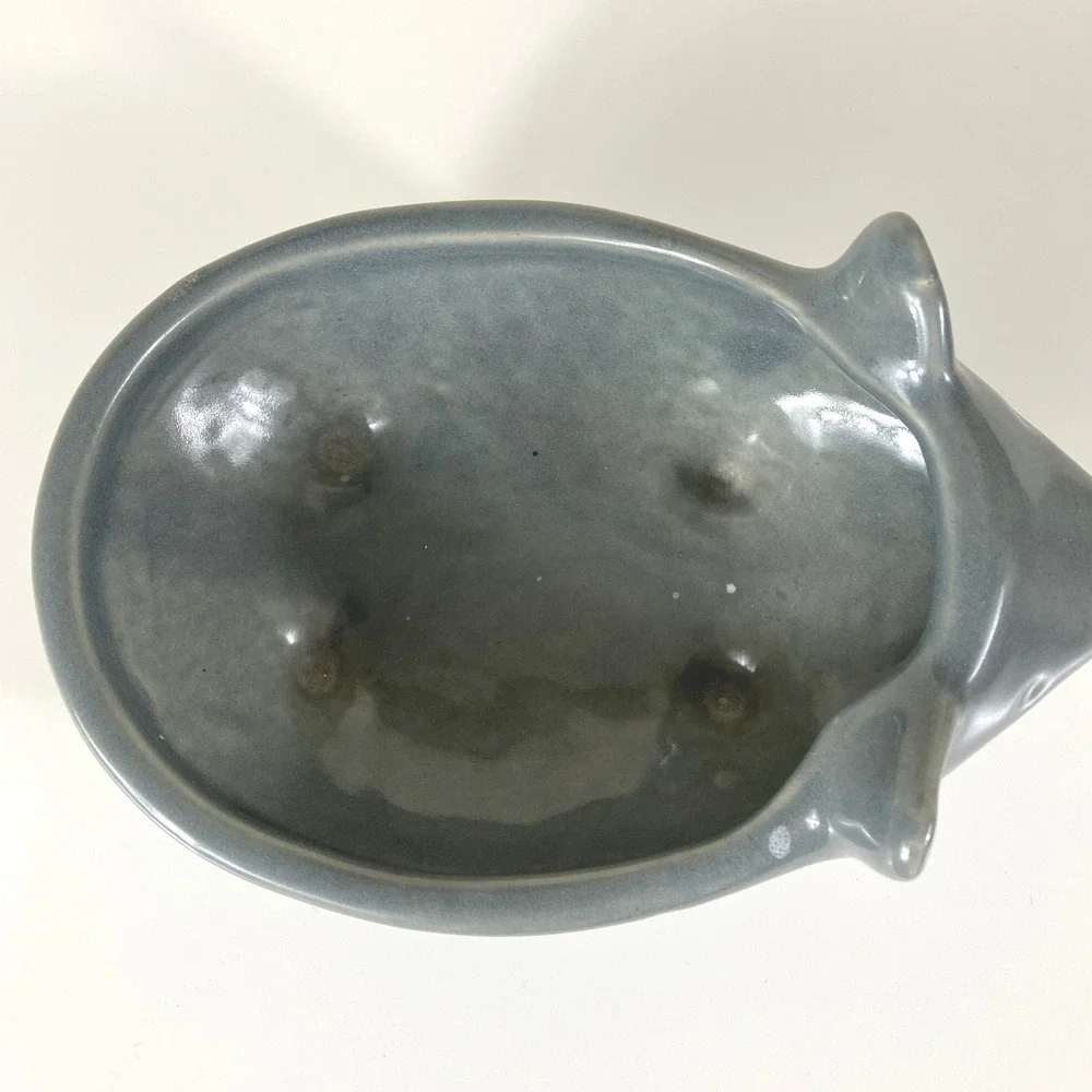 West Elm Hedgehog Succulent Animal Ceramic Planter Dish Gray